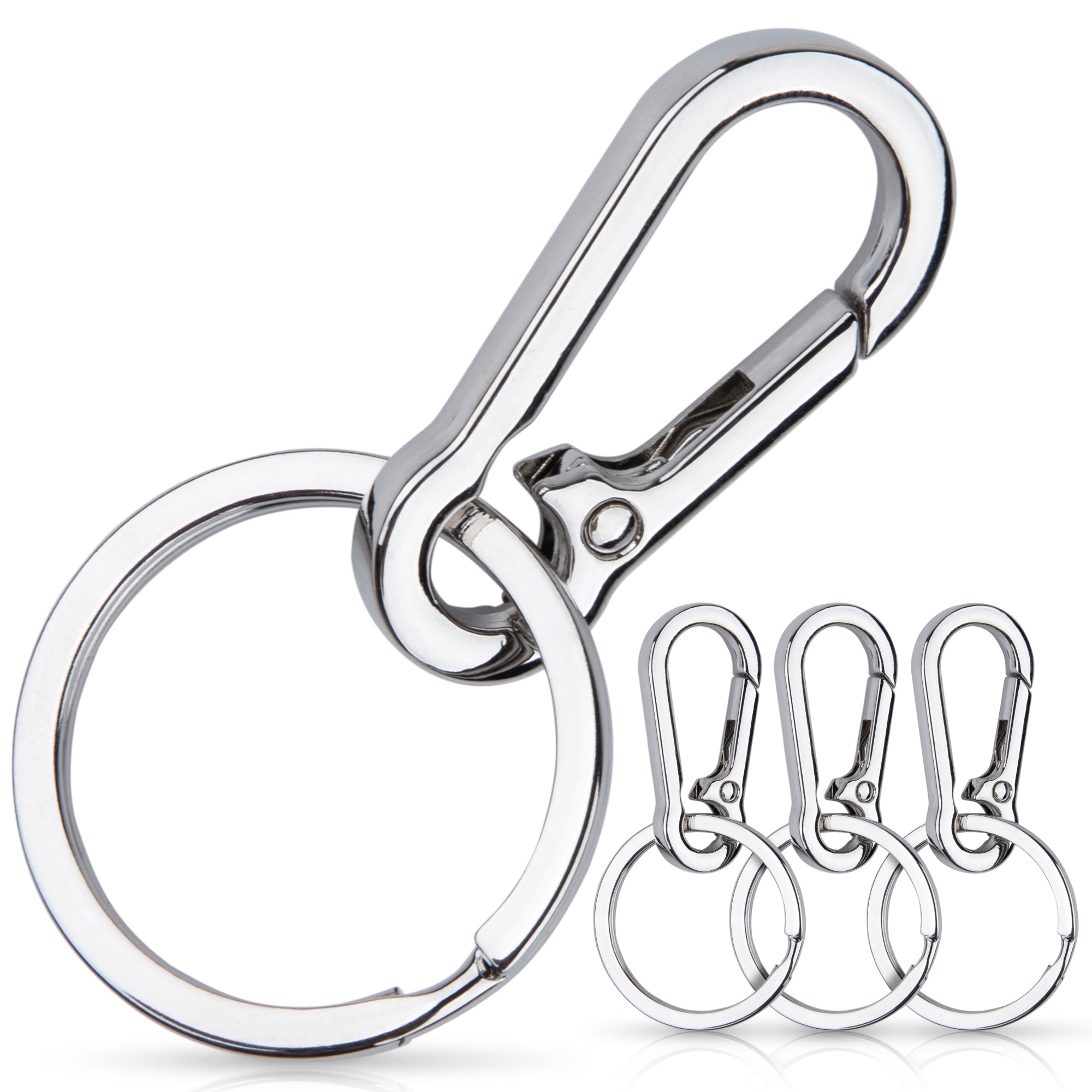 4 Piece Key Rings with small Carabiners – CREST Products