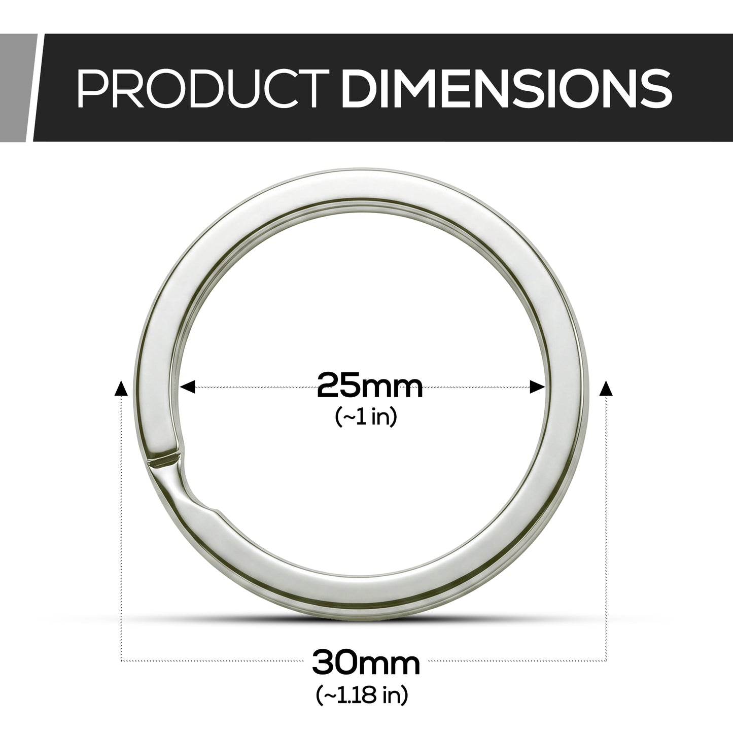 CREST Marine Grade Key Rings — 316L Split Ring Keychain Rings, 1.18 in / 30mm