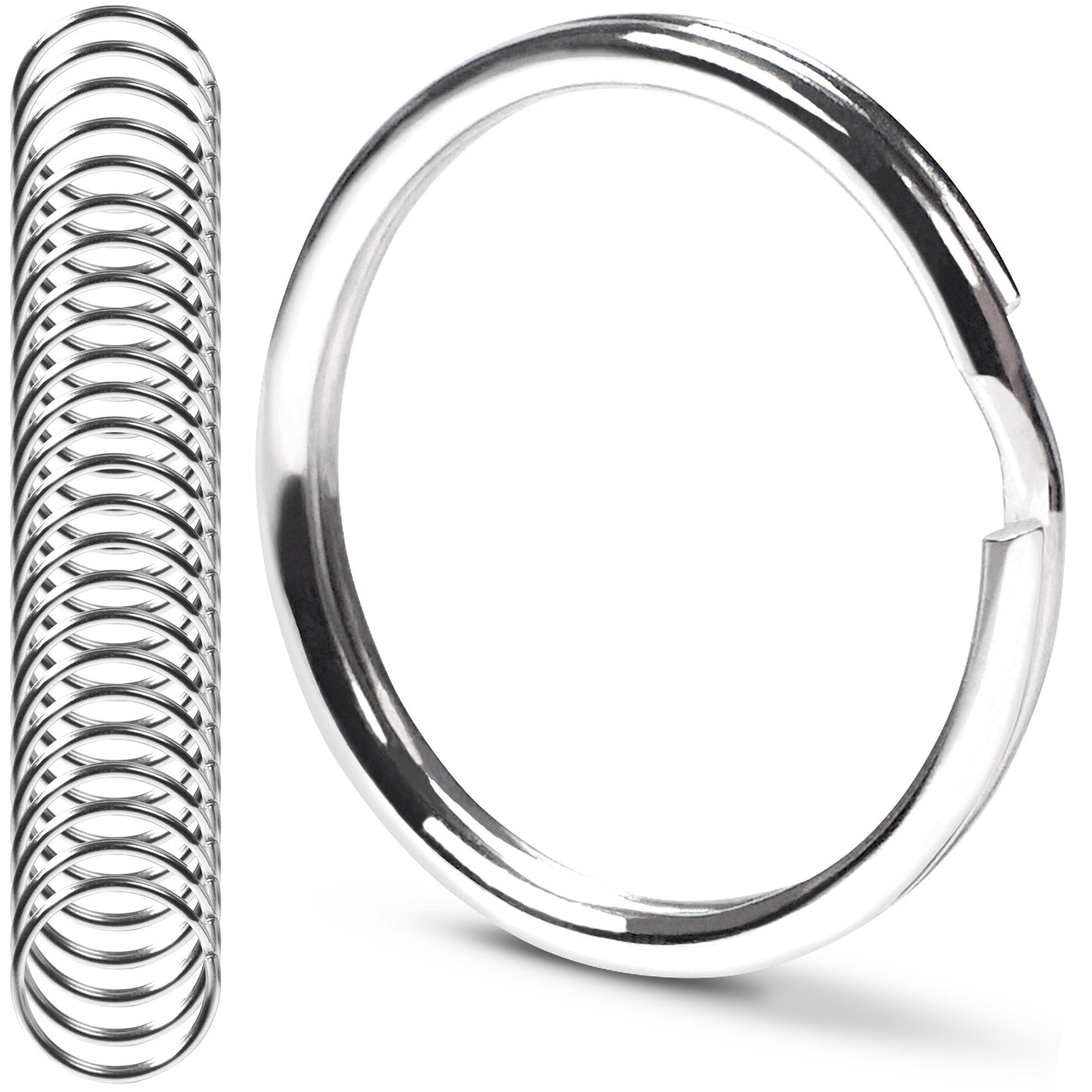 CREST Marine Grade Key Rings — 316L Split Ring Keychain Rings, 1 in / 25mm